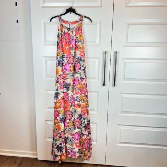 Maggy London Woman Plus Size 20W Floral Print Sleeveless Maxi Dress Multicolor - Picture 1 of 9